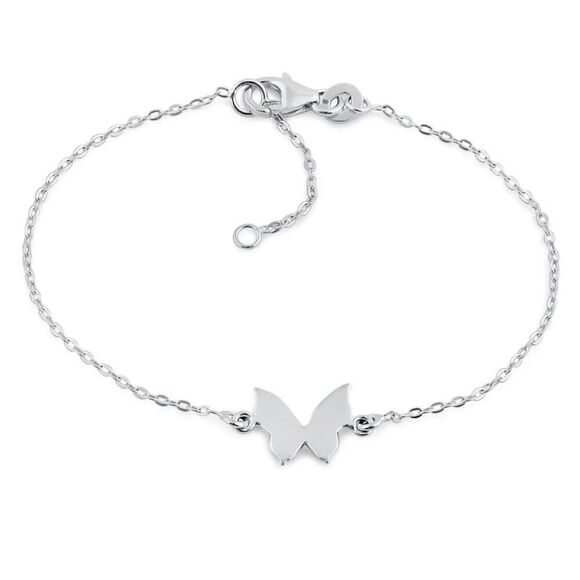 New Sterling Silver Simple Butterfly Adjustable Bracelet - Picture 1 of 4